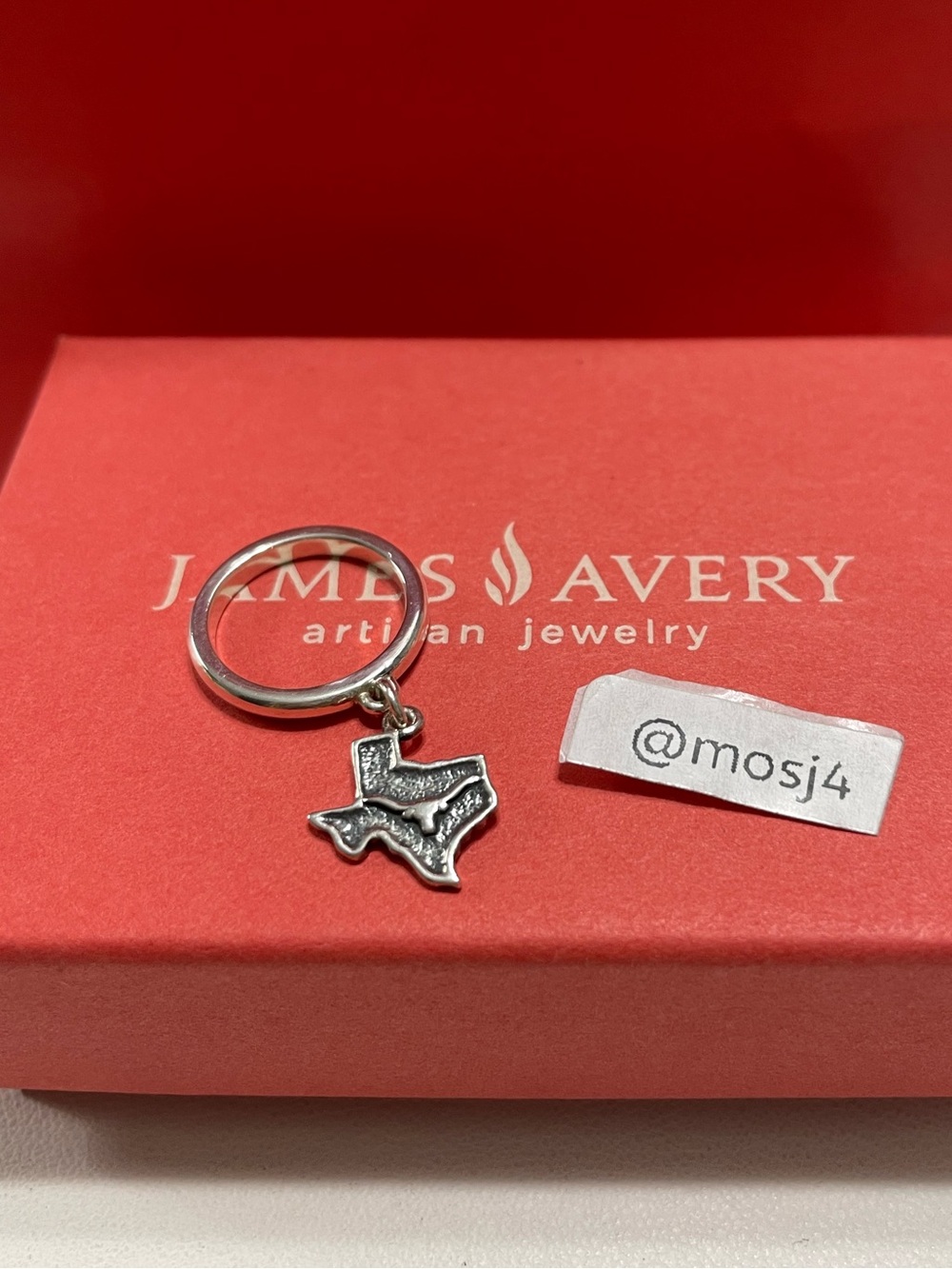 Retired James Avery Dangle Ring with the Texas State Longhorns University Mascot